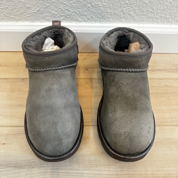UGG Ultra Mini Charcoal Shine Boots - Picture 2 of 11